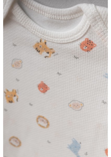 My Baby Kumsal % 100 Coton 10 Lu Hastane Çıkışı Yeni Sevimli Panter Desenli ekru 10113