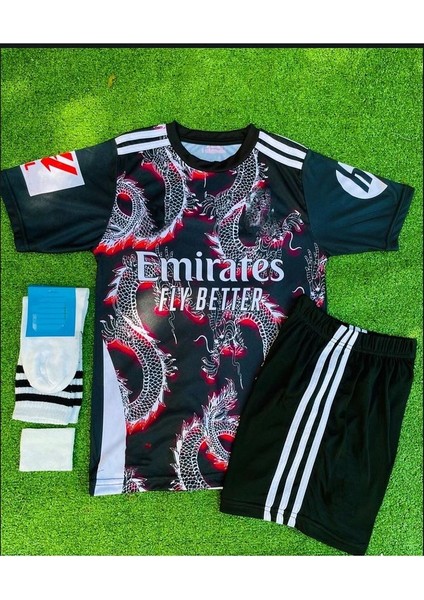 Vini Jr. 2024/24 Sezonu Dragon Desenli Konsept Çocuk Forması 4'lü Set (Black-Red) fiyatları