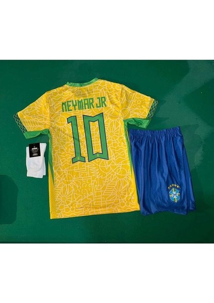 Brezilya 2023/24 Yeni Sezon Neymar Jr Çocuk Forması Şort Çorap 3'lü Set