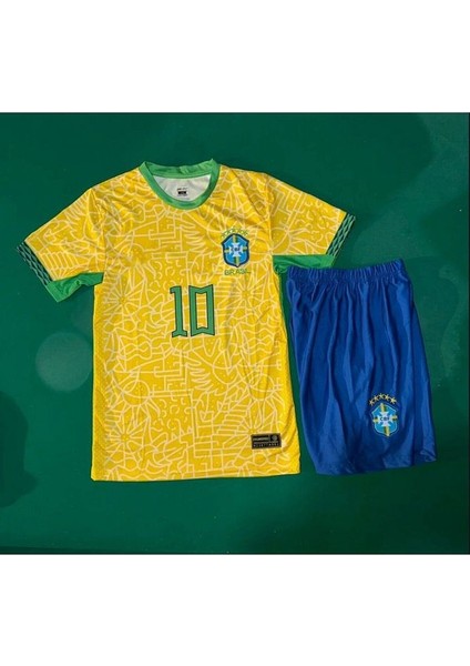 Brezilya 2023/24 Yeni Sezon Neymar Jr Çocuk Forması Şort Çorap 3'lü Set fırsatları