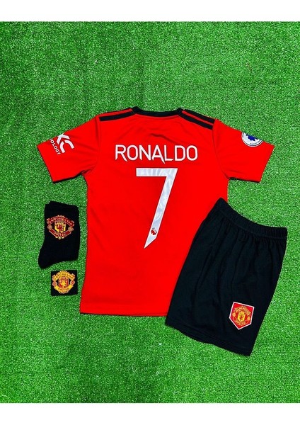 M.united Cristiano Ronaldo 2022/23 Sezonu Çocuk Forması 4'lü Set (Armalı)