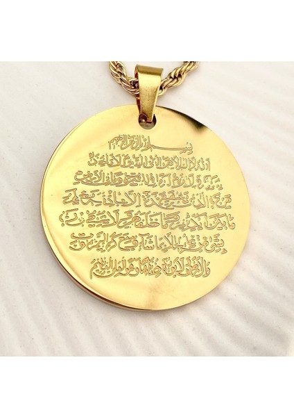 Ayetel Kürsi Kolye2 Dualı Kolye Çelik Gold 60+5cm fiyatları