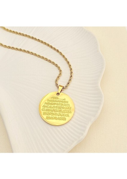 Ayetel Kürsi Kolye2 Dualı Kolye Çelik Gold 60+5cm fırsatları