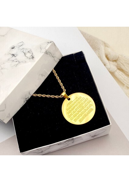 Ayetel Kürsi Kolye2 Dualı Kolye Çelik Gold 60+5cm indirimleri