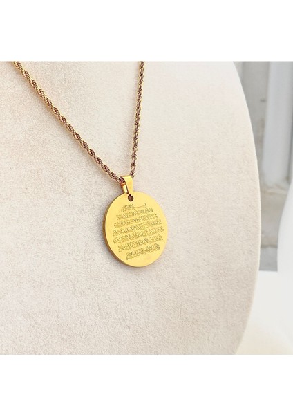 Ayetel Kürsi Kolye2 Dualı Kolye Çelik Gold 60+5cm
