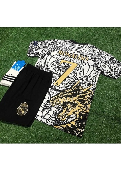 R.e.a.l M.a.d.r.i.d 2023/24 Sezonu Cristiano Ronaldo Konsept Çocuk Forması 3'lü Set (Black-White)