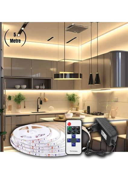 5 Metre Gün Işığı Şerit LED Işık Dimmer Kumandalı Mutfak Tezgah Çalışma Masası Raf Işık SB-6557