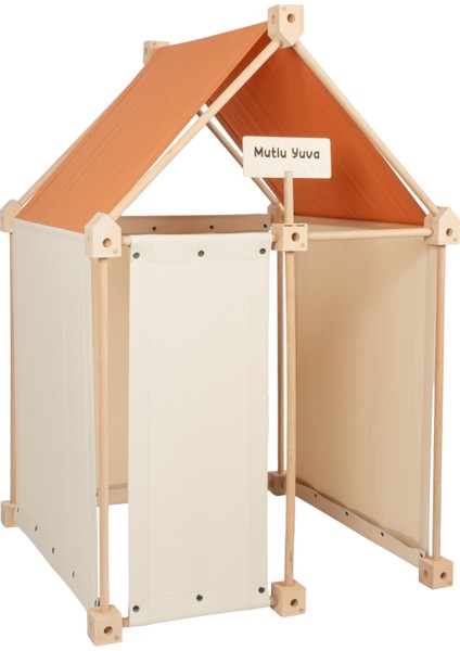 Modüler Ahşap Çocuk Oyun Evi – %100 Pamuklu Kumaşlı, Iç ve Dış Mekana Uygun, Doğal Kayın Ağacı fiyatları