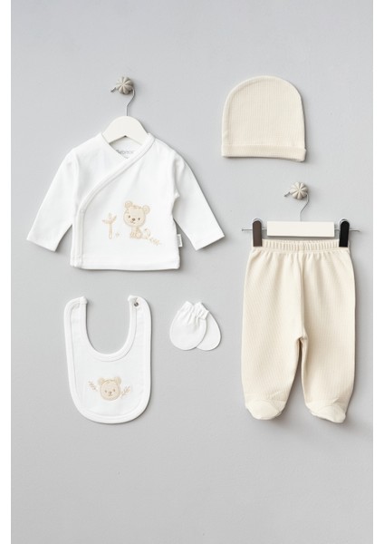 My Baby Kumsal % 100 Coton 10 Lu Hastane Çıkışı Yeni Sevimli Kaplan Desenli Ekru 10095