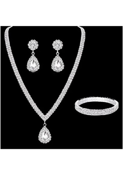( Kolye + Küpe + Bileklik ) 1 Set Pearl Decor Takı Seti Inci Görünüm fiyatları
