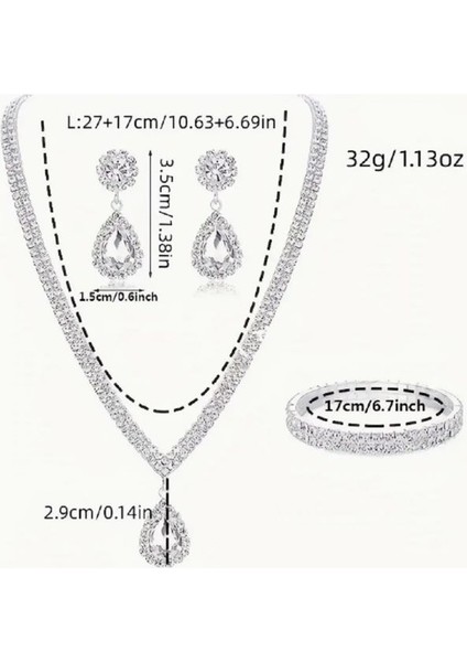 ( Kolye + Küpe + Bileklik ) 1 Set Pearl Decor Takı Seti Inci Görünüm fırsatları
