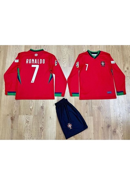 Portekiz 2024/25 Yeni Sezon Cristiano Ronaldo Iç Saha Uzun Kol Çocuk Forması 4'lü Set modelleri