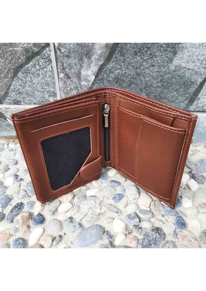 Hakiki Deri Erkek Bozuk Para Gözlü Taba Mini Cüzdan GVN-0131
