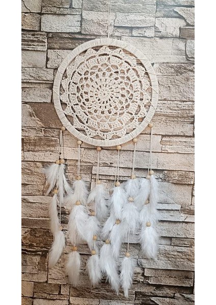 Düş Kapanı Makrome Dreamcatcher Ekru Kuş Tüyü Rüya Kapanı Duvar Süsü Elişi fiyatları