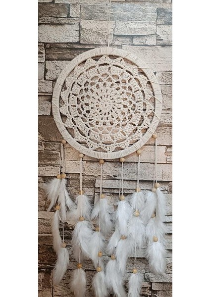 Düş Kapanı Makrome Dreamcatcher Ekru Kuş Tüyü Rüya Kapanı Duvar Süsü Elişi indirimleri