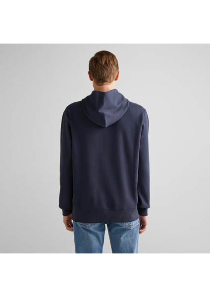 Erkek Lacivert Regular Fit Kapüşonlu Logolu Sweatshirt fiyatları