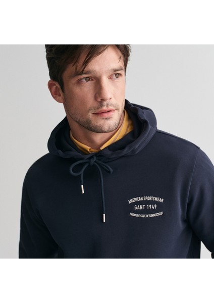 Erkek Lacivert Regular Fit Kapüşonlu Logolu Sweatshirt modelleri