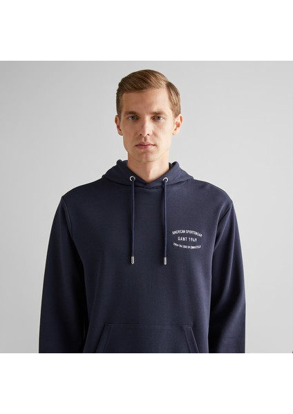 Erkek Lacivert Regular Fit Kapüşonlu Logolu Sweatshirt indirimleri