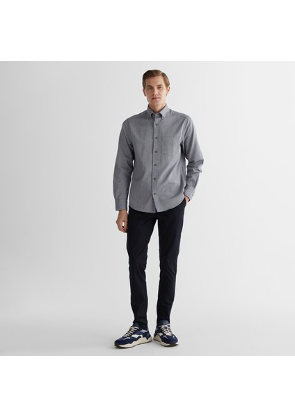 Erkek Lacivert Regular Fit Düğmeli Yaka Gömlek fırsatları