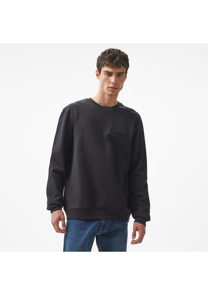 Erkek Siyah Regular Fit Sweatshirt