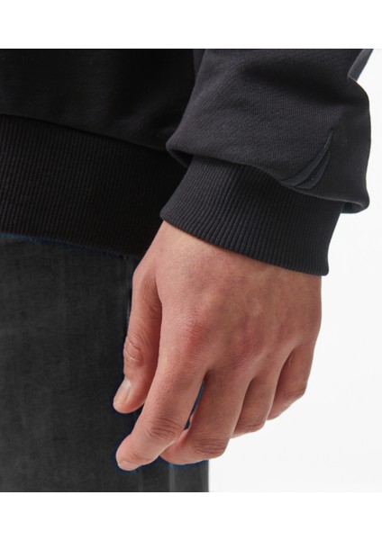 Erkek Siyah Regular Fit Sweatshirt