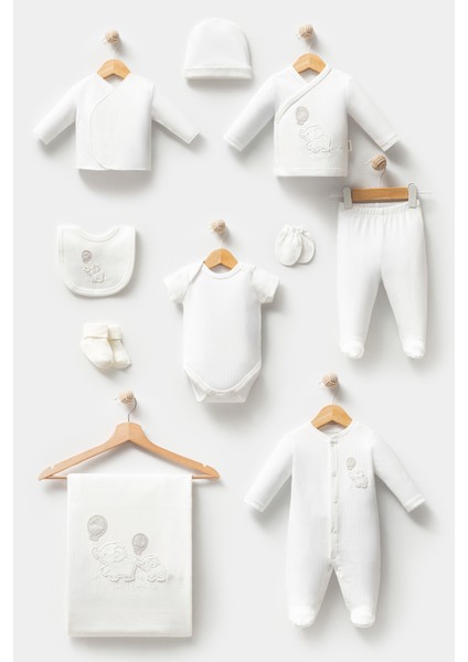 My Baby Kumsal % 100 Coton 10 Lu Hastane Çıkışı Yeni Sevimli Balonlu Fil Desenli ekru 10124