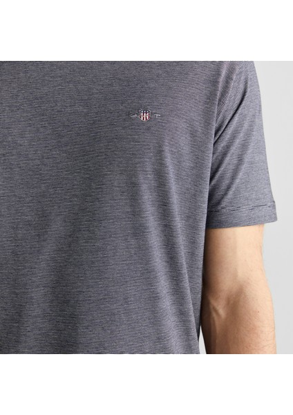 Erkek Lacivert Regular Fit Bisiklet Yaka Çizgili T-Shirt fırsatları