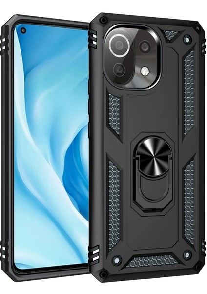 Xiaomi Mi 11 Lite Kılıf Sofya Yüzüklü Silikon Kapak - Siyah - ALVN4445-2651