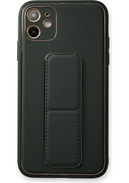 iPhone 12 Kılıf Coco Deri Standlı Kapak - Füme - ALVN8031-1492