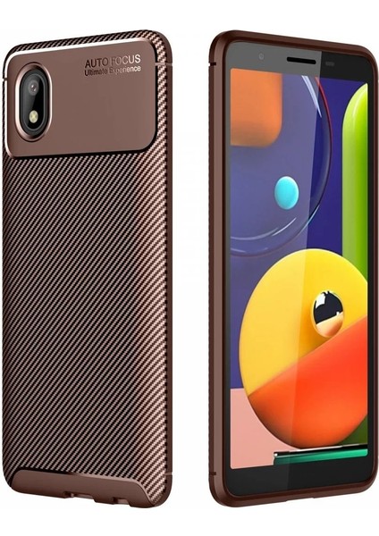 Samsung Galaxy A01 Core Kılıf Auto Focus Karbon Kapak - Kahverengi - ALVN9851-8065