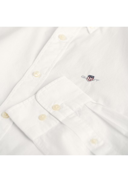 Erkek Beyaz Slim Fit Düğmeli Yaka Broadcloth Gömlek fiyatları
