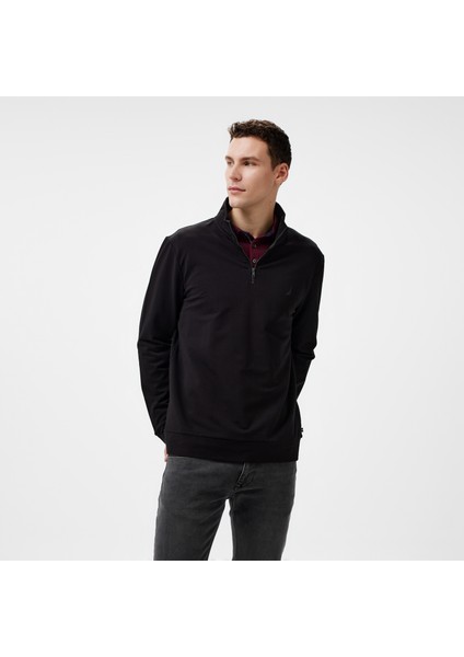 Erkek Siyah Regular Fit Sweatshirt