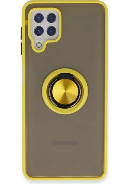 Samsung Galaxy A22 Kılıf Montreal Yüzüklü Silikon Kapak - Sarı - ALVN1787-5343