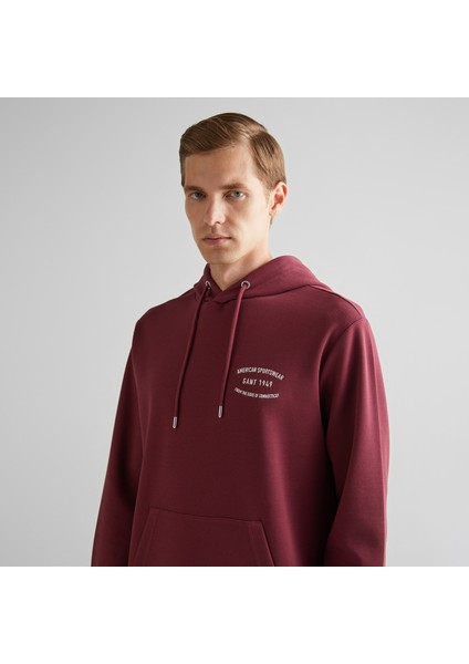 Erkek Bordo Regular Fit Kapüşonlu Logolu Sweatshirt fırsatları