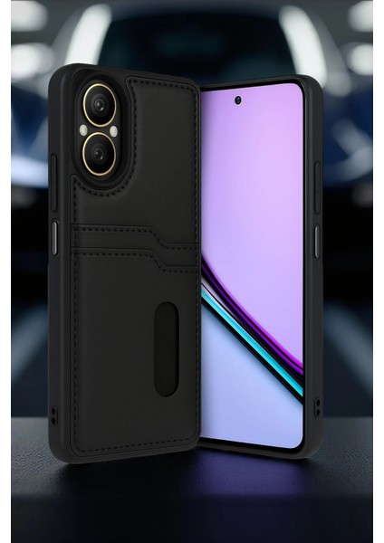 Realme 12 Lite Kılıf Sara Kartvizitli Deri Kılıf - Siyah - ALVN7554-3304