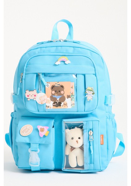 Kawaii Kore Tarzı Aksesuarlı 3'lü Set Çocuk Ilkokul Çantası Kalemlikli Beslenme Çantalı Sırt Çantası fiyatları