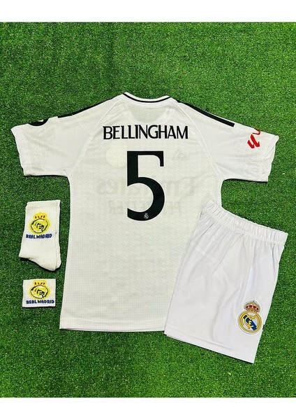 Real Madrid 2024-25 Yeni Sezon Jude Bellingham Iç Saha Çocuk Forması 4'lü Armalı Set