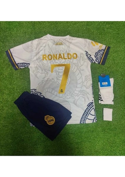 R.madridd 2024/25 Sezon Dragon Desenli Cristiano Ronaldo Çocuk Forması 4'lü Set (Byzgold)