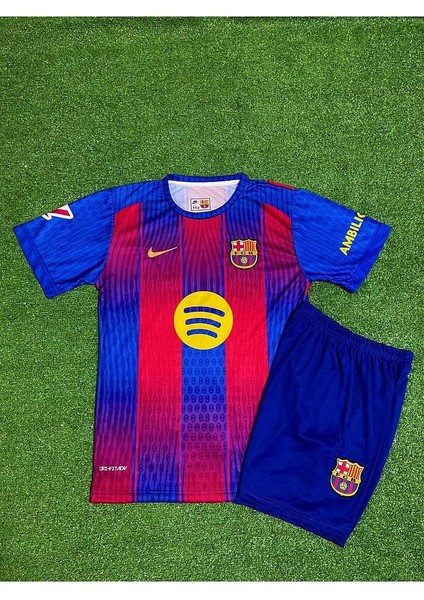 Barcelona 2025-26 Yeni Sezon Iç Saha Lamine Yamal Çocuk Forması 2'li Set fırsatları