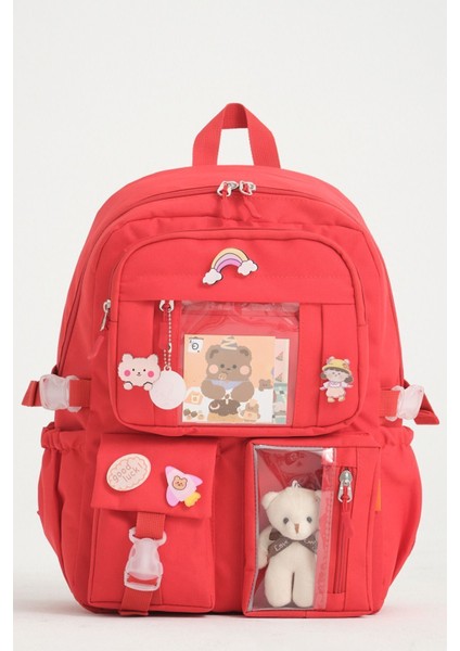 Kawaii Kore Tarzı Aksesuarlı 3'lü Set Çocuk Ilkokul Çantası Kalemlikli Beslenme Çantalı Sırt Çantası fiyatları