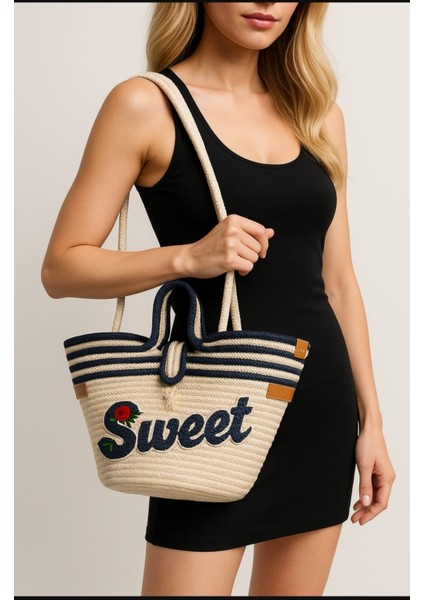 Hasır Çanta Kadın Çantası Şık Görünümlü Özgün Tasarım