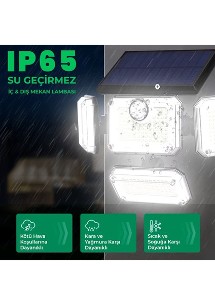 Güneş Enerjili 333 Ledli 4 Oynar Başlıklı Kumandalı Su Geçirmez Sensörlü Lamba fiyatları