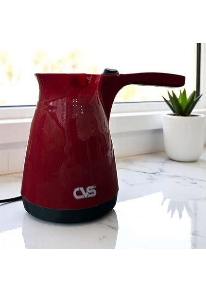 Maisone Kırmızı Elektrikli Cezve 4 Fincan Kapasiteli Hızlı ve Taşma Önleyicili Türk Kahvesi Makinesi