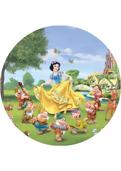 Pamuk Prenses Yuvarlak Pasta Yenilebilir Resim Baskı 20 cm