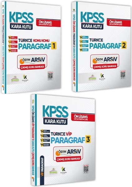 Kpss Önlisans/ortaöğretim Kara Kutu Türkçe Paragraf 3lü Altın Set Çıkmış Soru Bankası Dijital Çözümlü