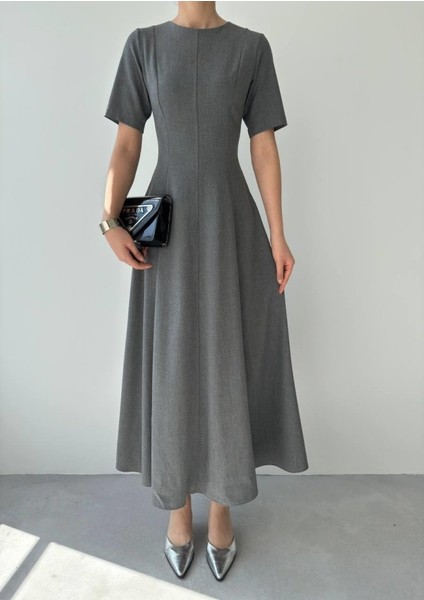 Wera Pliseli Midi Elbise M-Gri̇ fiyatları