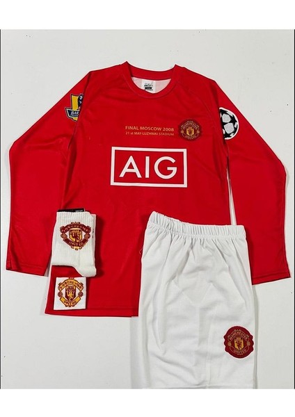 Manchester/united Moskova 2008 Sezonu Cristiano Ronaldo Uzun Kol Çocuk Forması 4'lü Set (Red-Armalı) fiyatları
