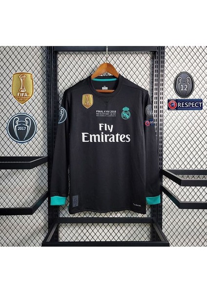 R.e.a.l M.a.d.r.i.d 2017-18 Kiev Şampiyonlar Ligi Finali Cristiano Ronaldo Forması (Siyah-Uzun-Kol)
