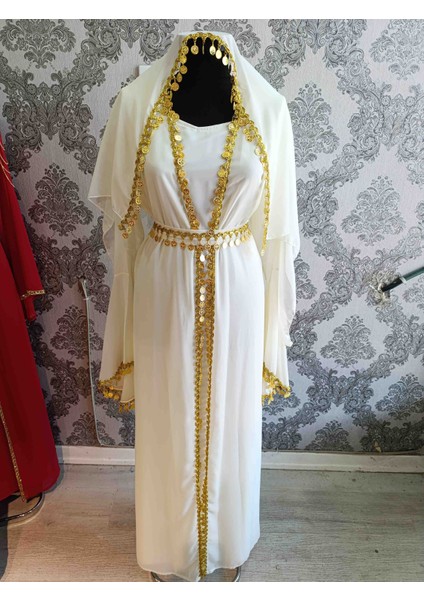 Yöresel Abaya Takımı Beyaz