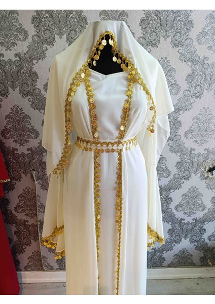 Yöresel Abaya Takımı Beyaz fiyatları